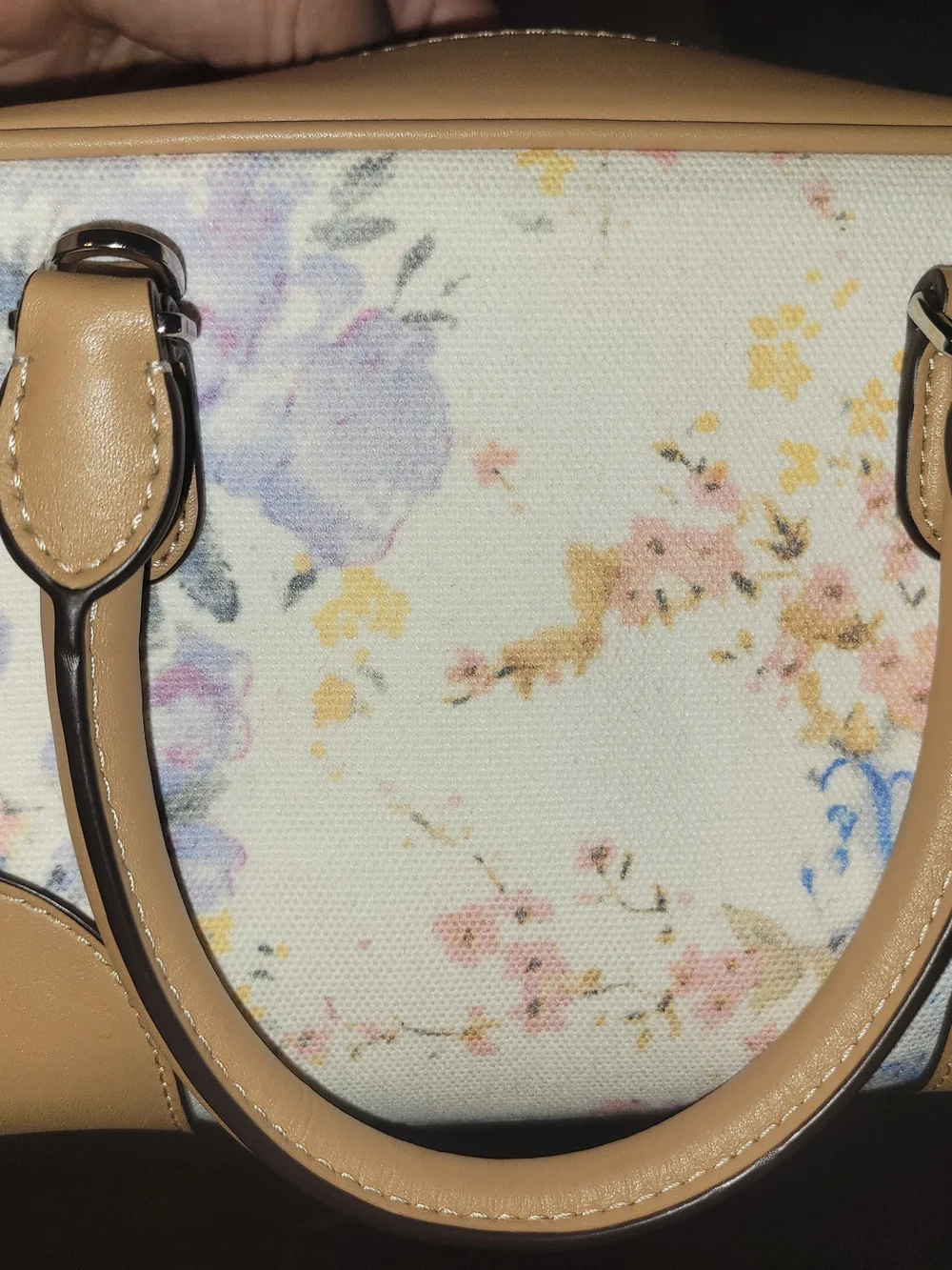 LRL Floral Canvas and Tan Leather Satchel